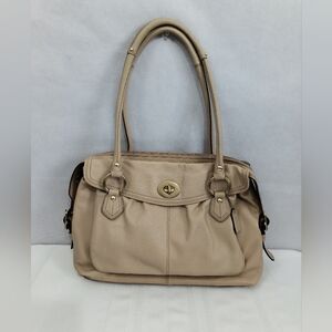 Coach Addison Spectacular Handcrafted Beige Leather Satchel Tote Shoulder Bag
